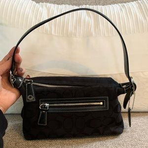 Coach Signature Black Mini Canvas Shoulder handbag